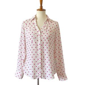 Express Portofino shirt polka dot button down sz S